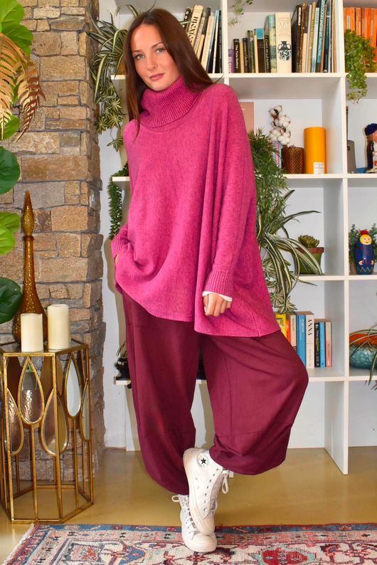 Lagen Shelby Barrel Pant Aubergine